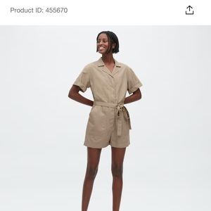 Linen blend short sleeve romper